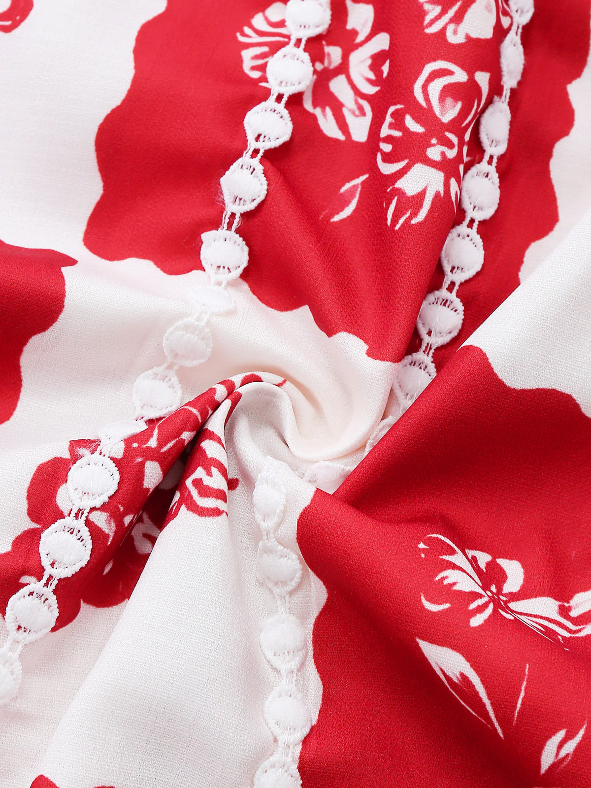 Rot 1930er Kariert Blumen & Frucht Druck Spaghetti Träger Kleid - Image 6