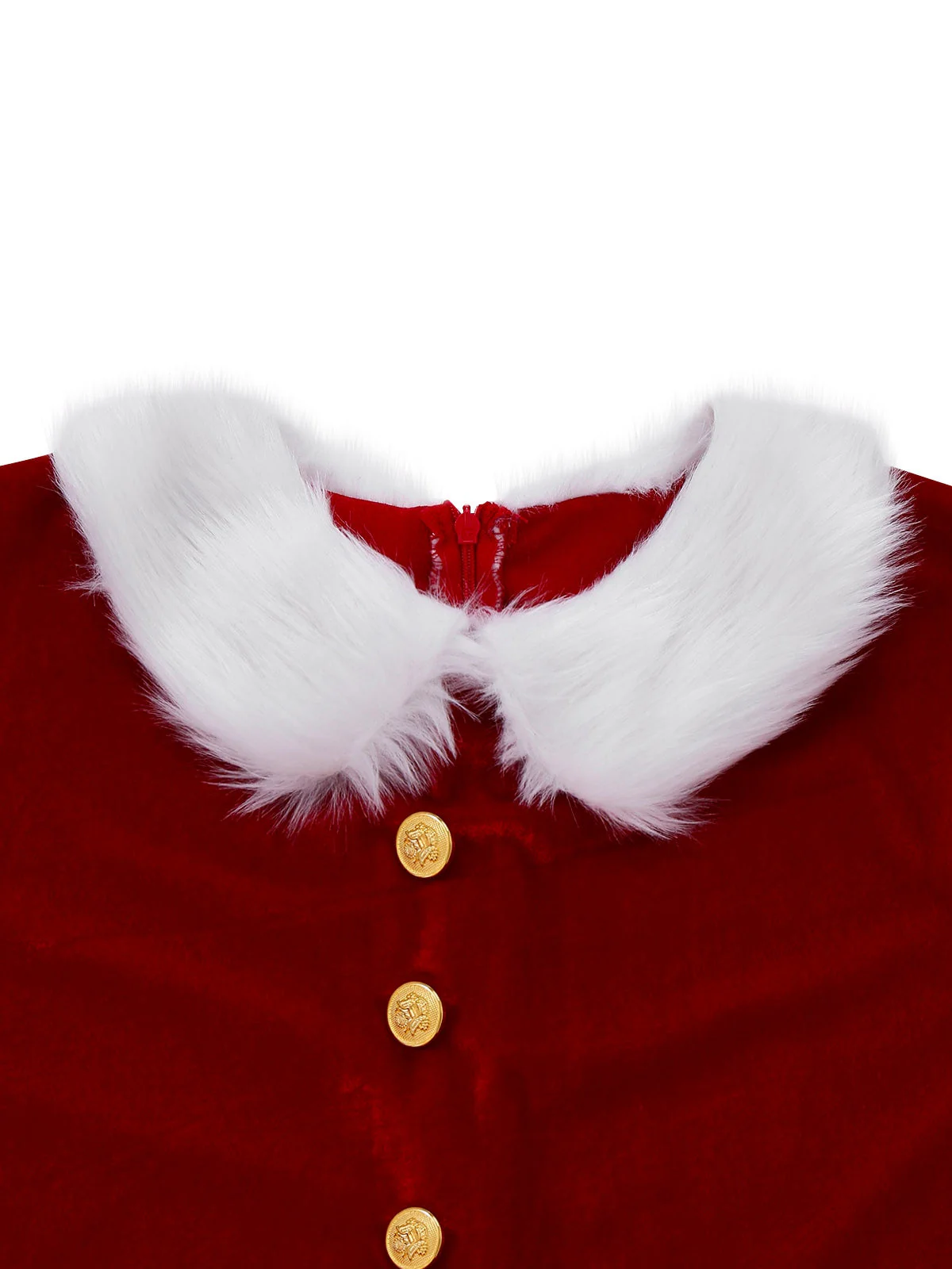 Rot 1930er Mrs. Claus Kostüm Samt Kleid Set - Image 4