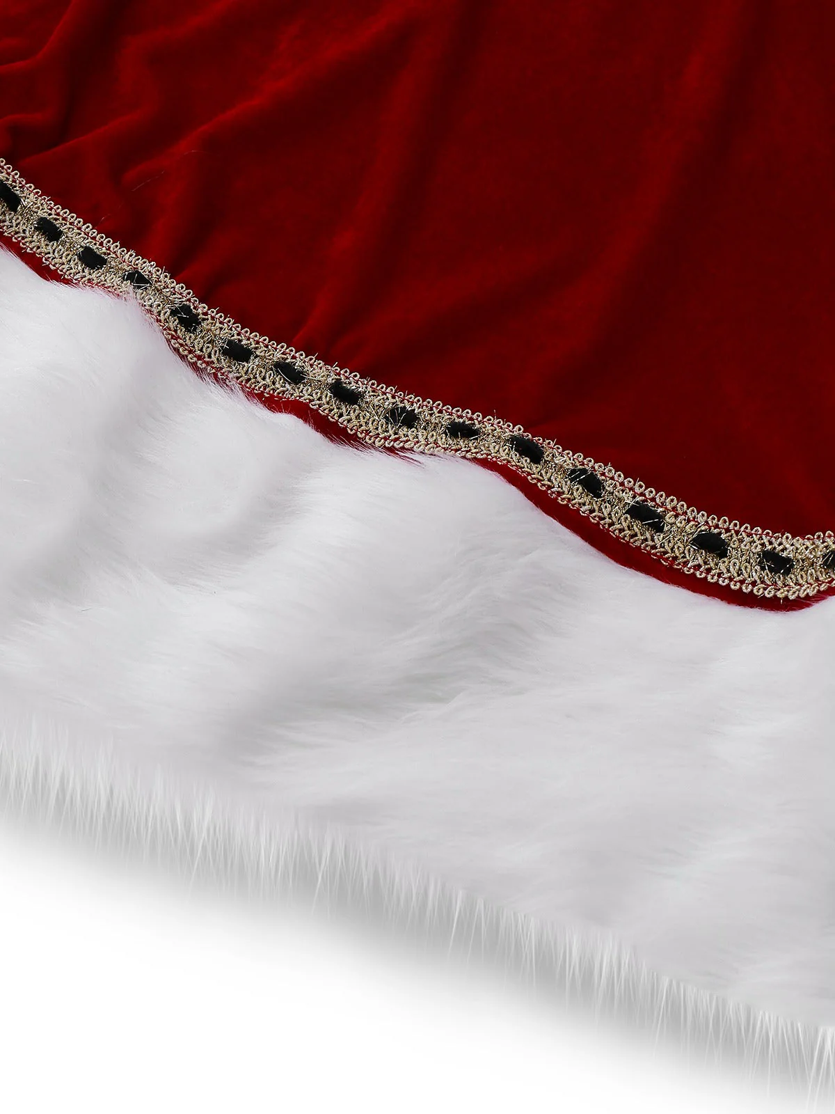 Rot 1930er Mrs. Claus Kostüm Samt Kleid Set - Image 6