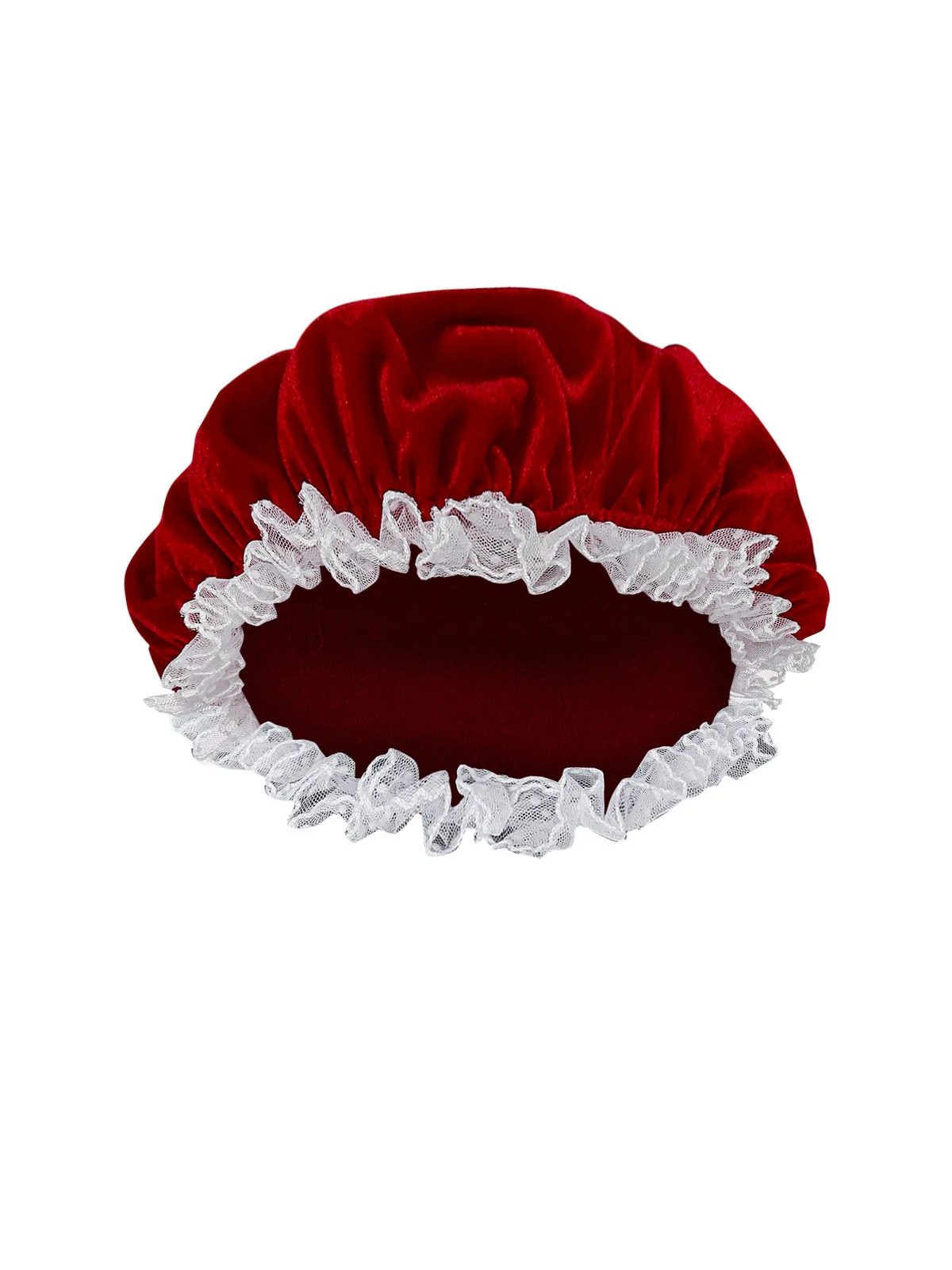 Rot 1930er Mrs. Claus Kostüm Samt Kleid Set - Image 8