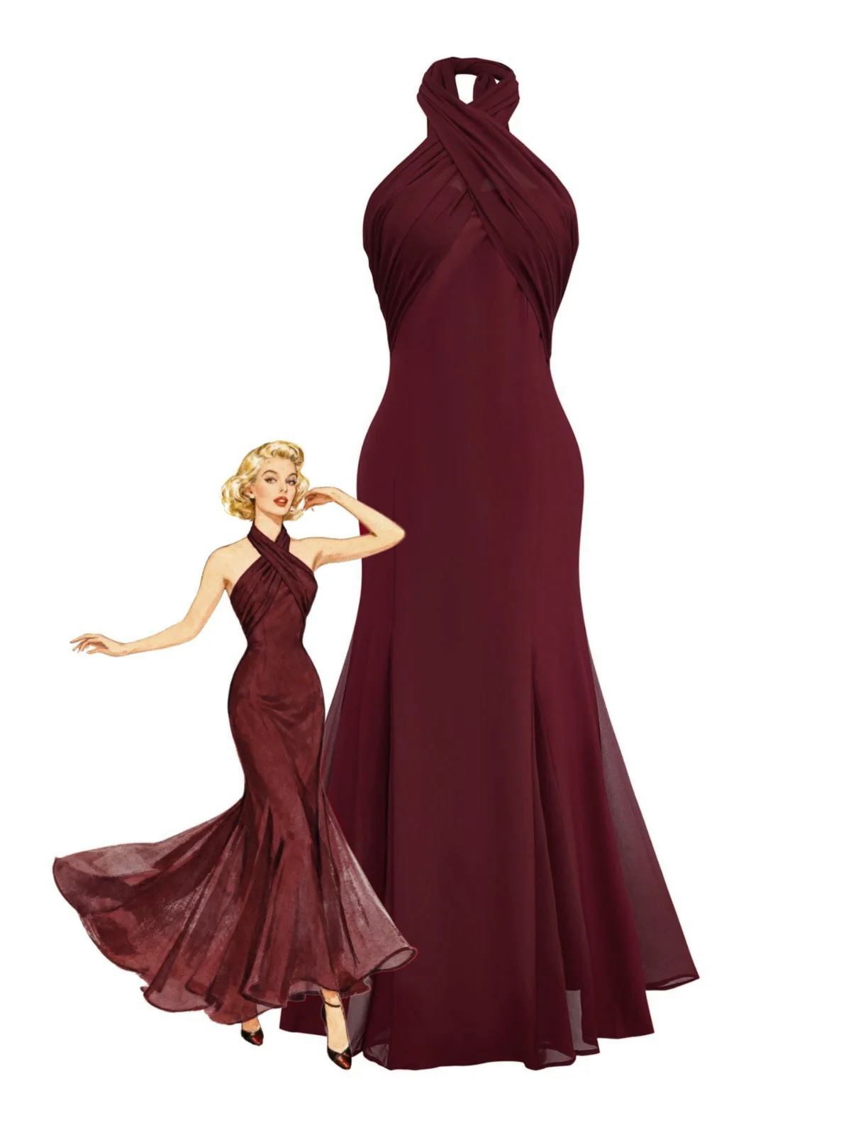Hellgrün 1930er Solide Chiffon Criss Kreuzen Trägerlos Cabrio Kleid - Image 3