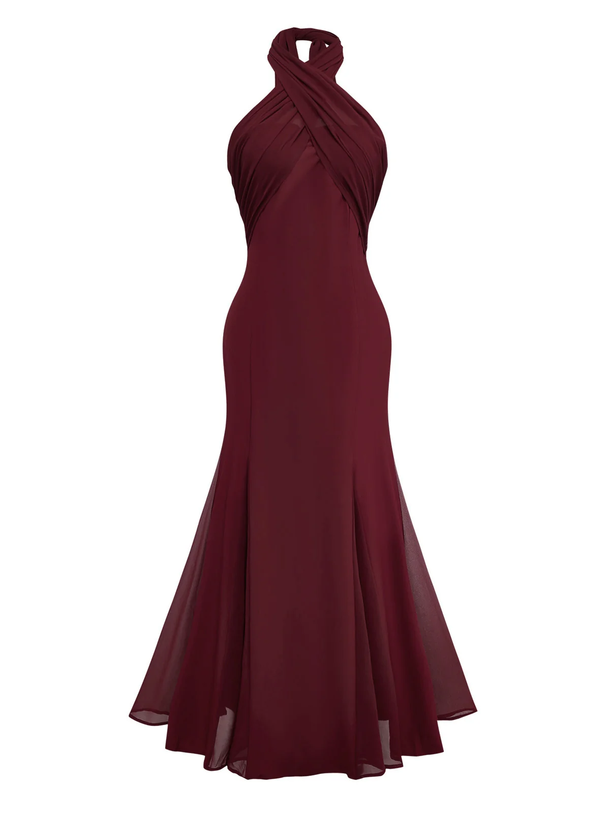 Hellgrün 1930er Solide Chiffon Criss Kreuzen Trägerlos Cabrio Kleid - Image 4