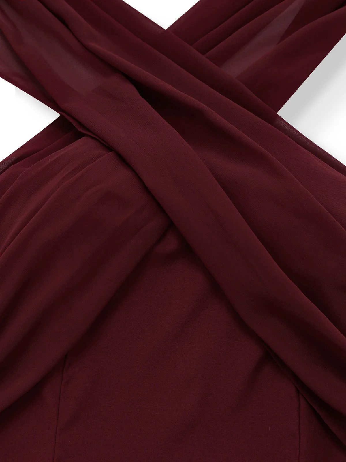 Hellgrün 1930er Solide Chiffon Criss Kreuzen Trägerlos Cabrio Kleid - Image 6