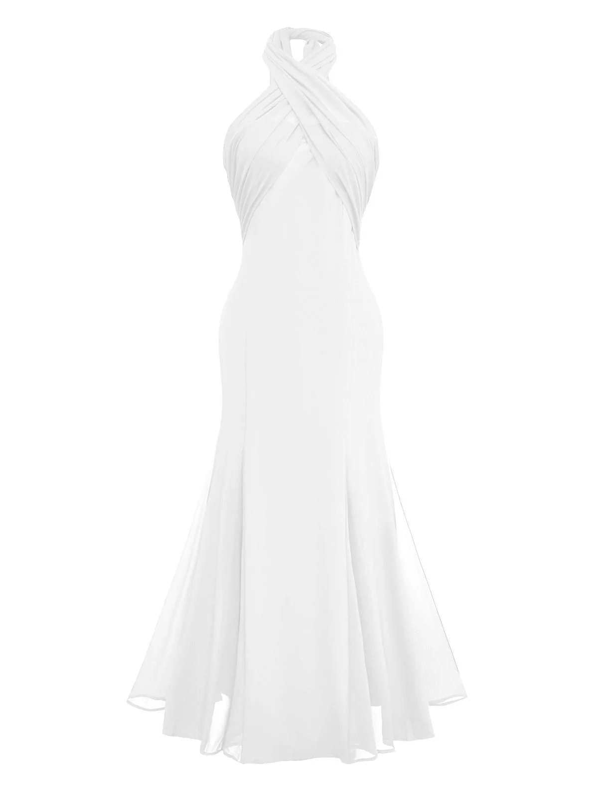 Hellgrün 1930er Solide Chiffon Criss Kreuzen Trägerlos Cabrio Kleid - Image 9