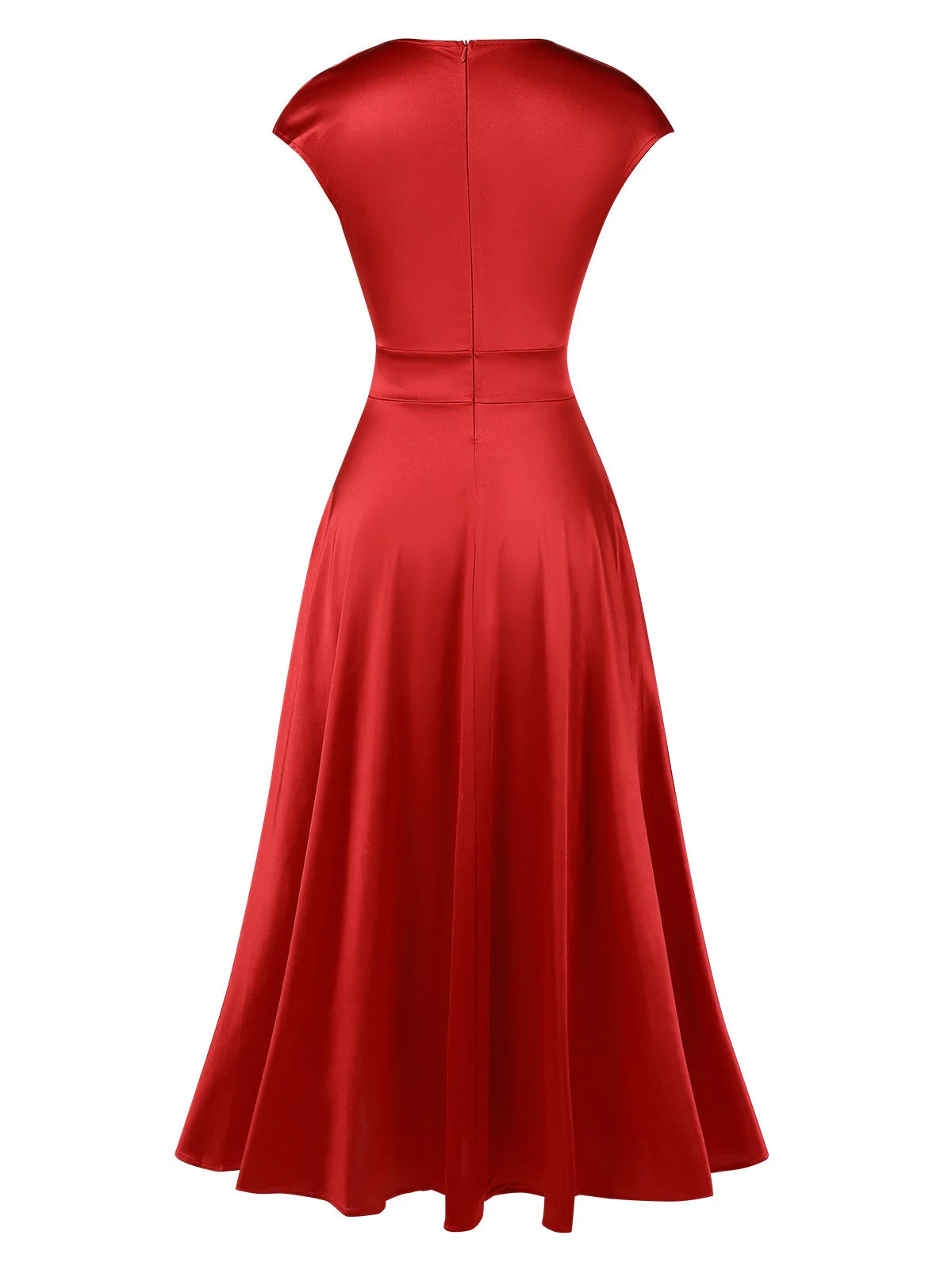 Rosa 1930er Solide Tiefer V-Ausschnitt Satin Kleid - Image 8