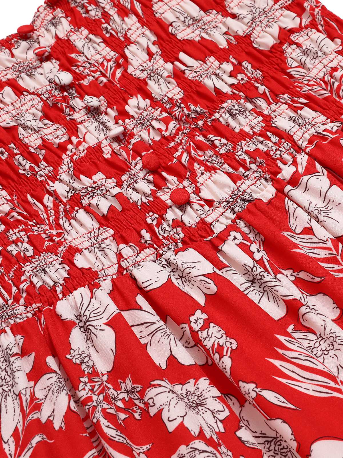 Rot 1930er Spaghetti Träger Blumen Weites-Bein Jumpsuit - Image 3