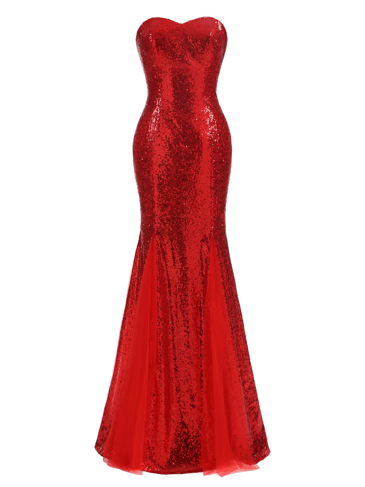 Rot 1930er Vintage Pailletten Trägerlos Kleid