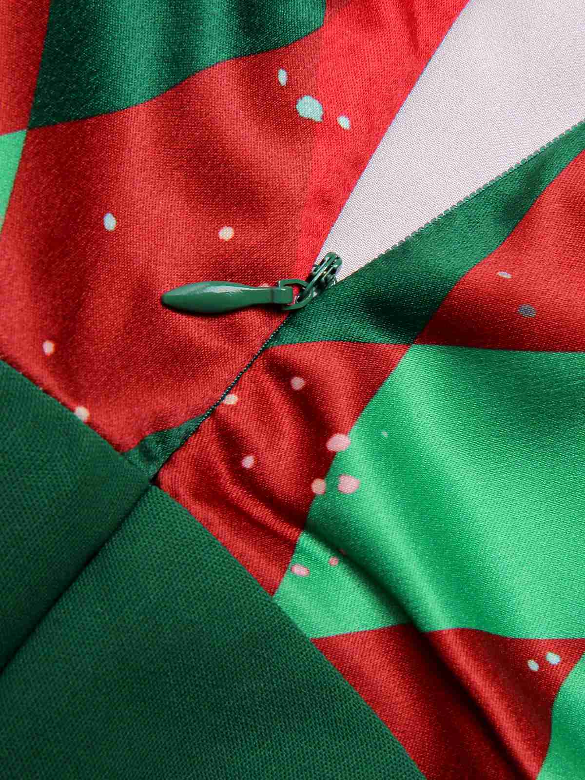 Rot 1930er Weihnachten Plaid Spitze Patchwork Jumpsuit - Image 10