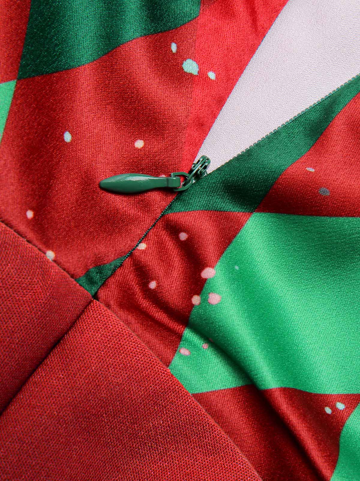 Rot 1930er Weihnachten Plaid Spitze Patchwork Jumpsuit - Image 4