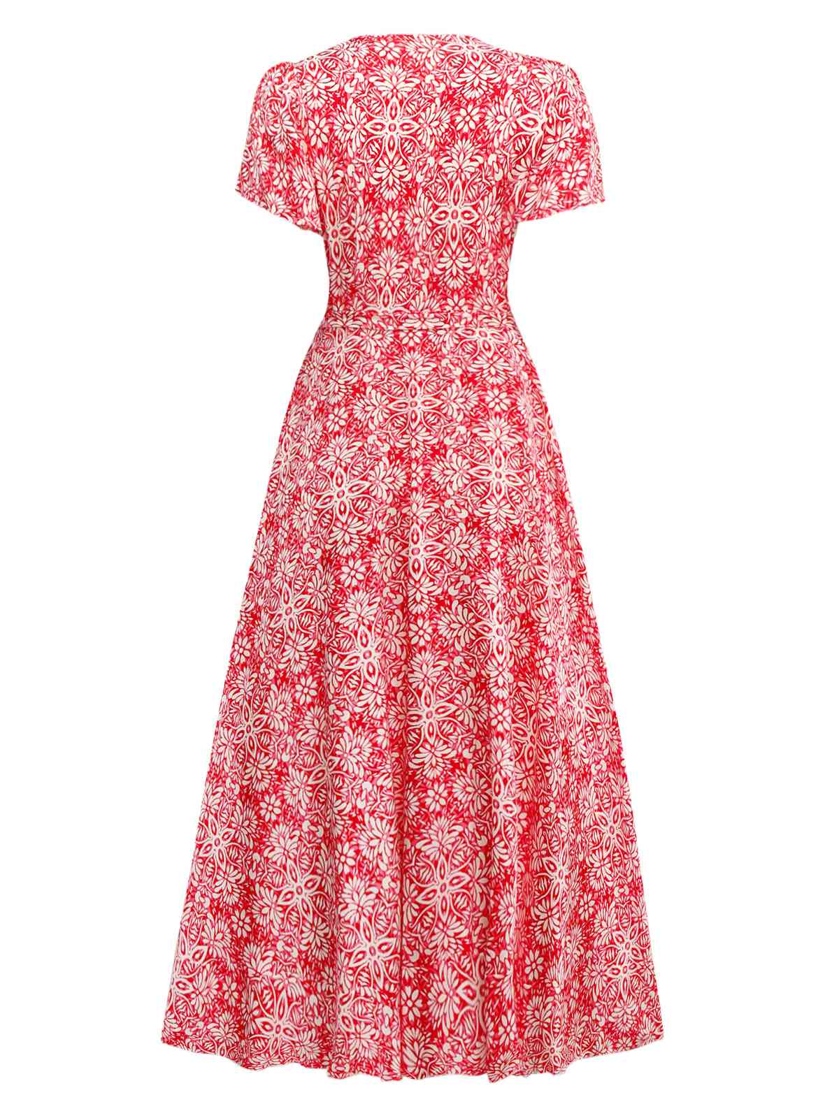 Rot 1940er Boho Blumen Wickel Kleid - Image 2