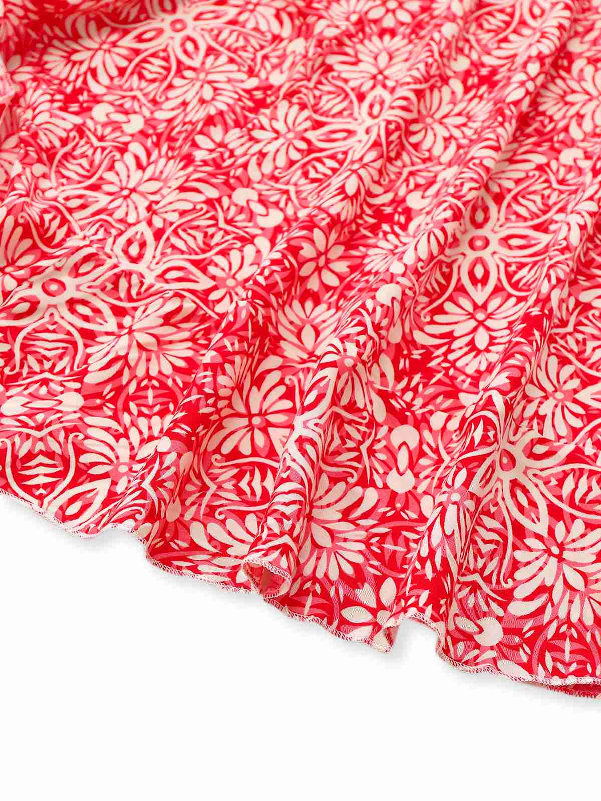 Rot 1940er Boho Blumen Wickel Kleid - Image 5