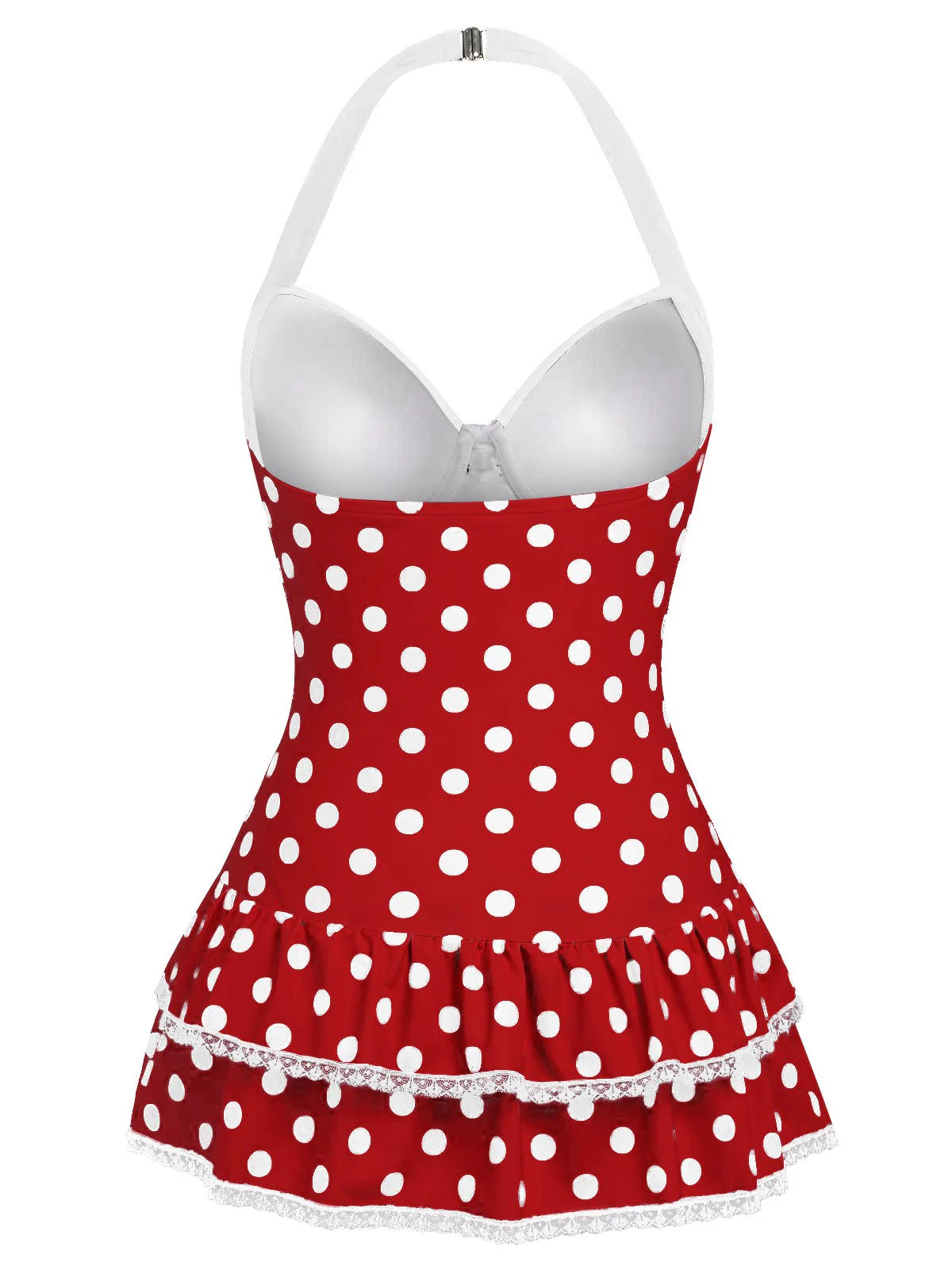 [Vorverkauf] Rot 1940er Halter Kariert Schleife Einteiliger Badeanzug - Image 13