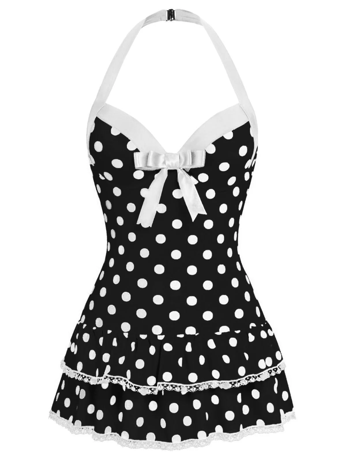 [Vorverkauf] Rot 1940er Halter Kariert Schleife Einteiliger Badeanzug - Image 14