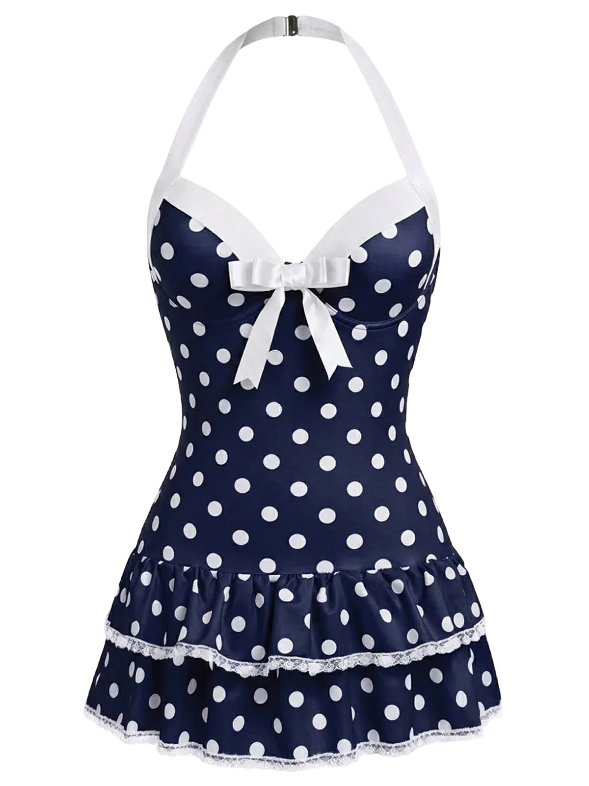 [Vorverkauf] Rot 1940er Halter Kariert Schleife Einteiliger Badeanzug - Image 34