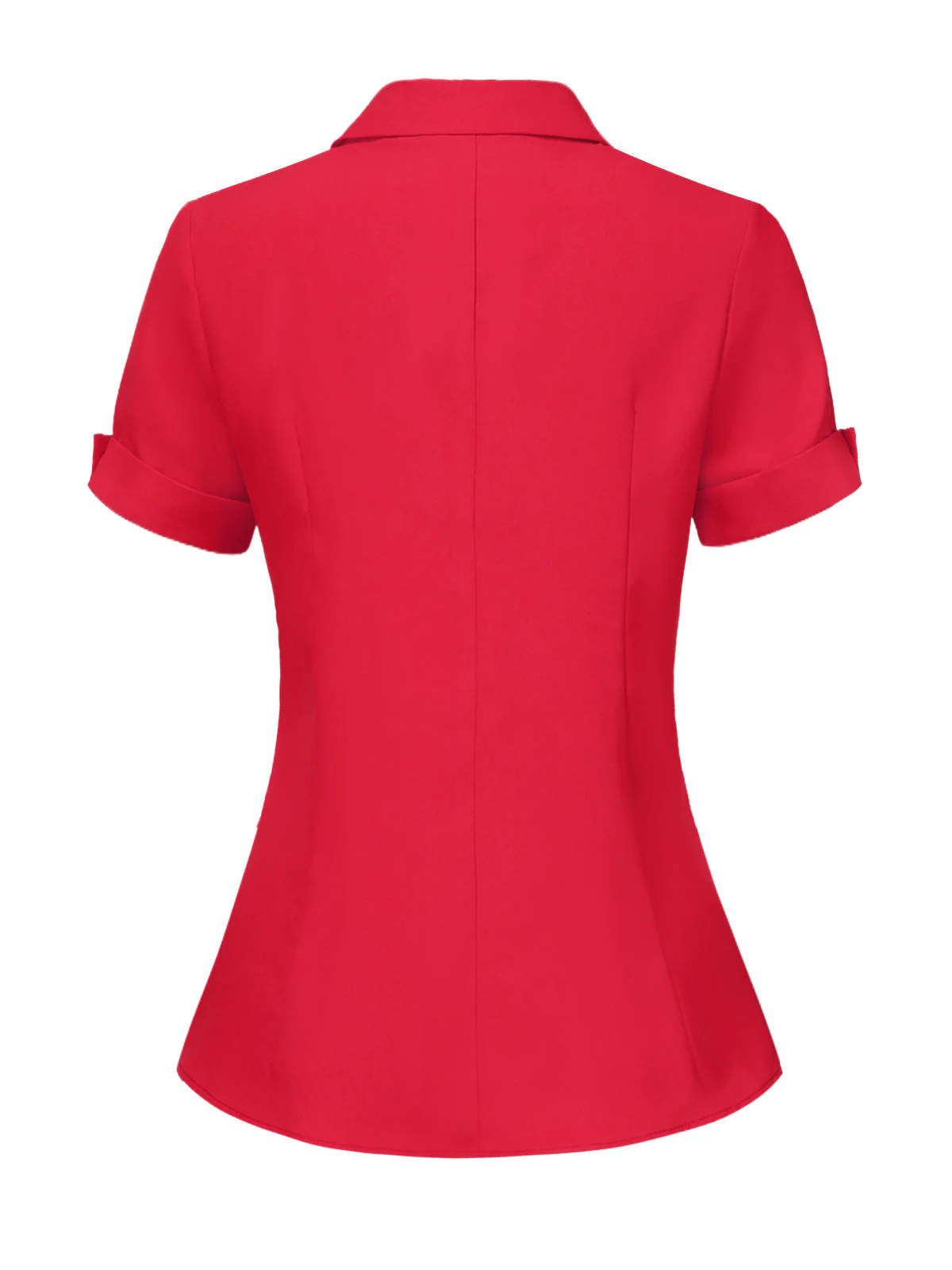 Rot 1940er Solide Revers Button-Down Bluse - Image 4