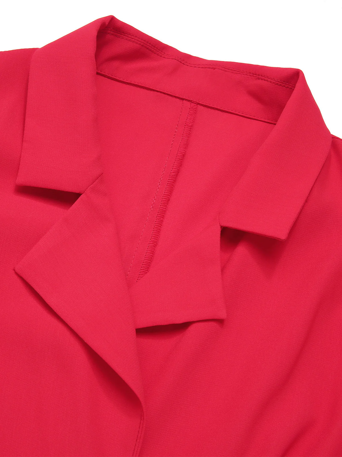 Rot 1940er Solide Revers Button-Down Bluse - Image 5