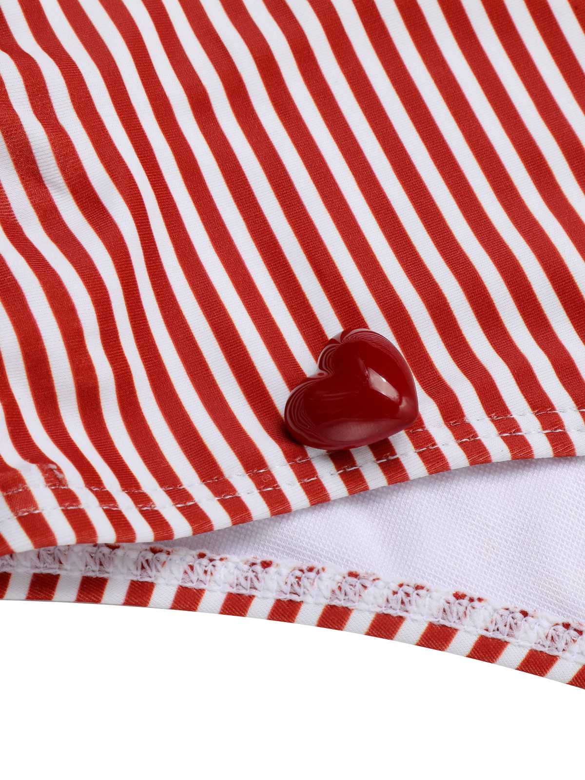 Rot 1940er Streifen Spaghetti Träger Einteiliger Badeanzug - Image 7
