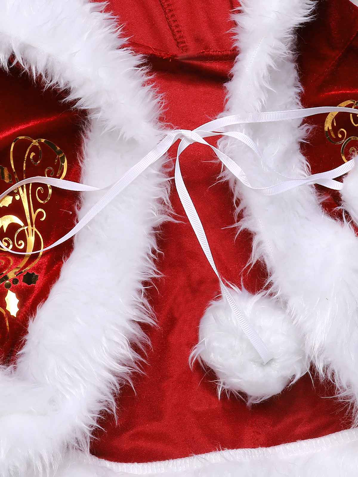 Rot 1940er Weihnachten Samt Kapuze Umhang Kleid - Image 4