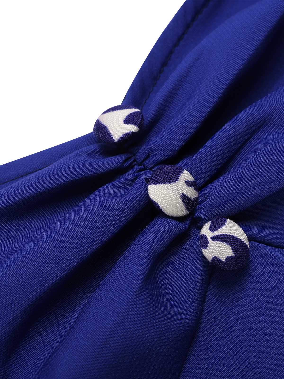 Rot 1950er Blumen Knöpfen Sweetheart-Kragen Kleid - Image 9