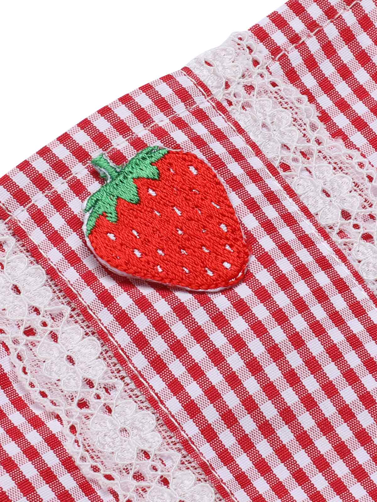 [Vorverkauf] Rot 1950er Erdbeere Plaid Spaghetti Träger Romper - Image 5