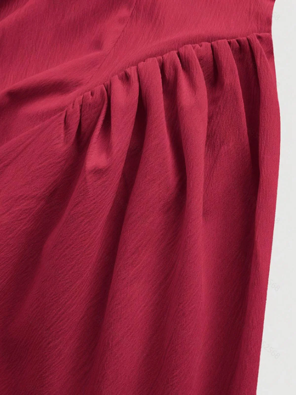 Rot 1950er Flügelärmel Steh Kragen A-Linie Kleid - Image 5