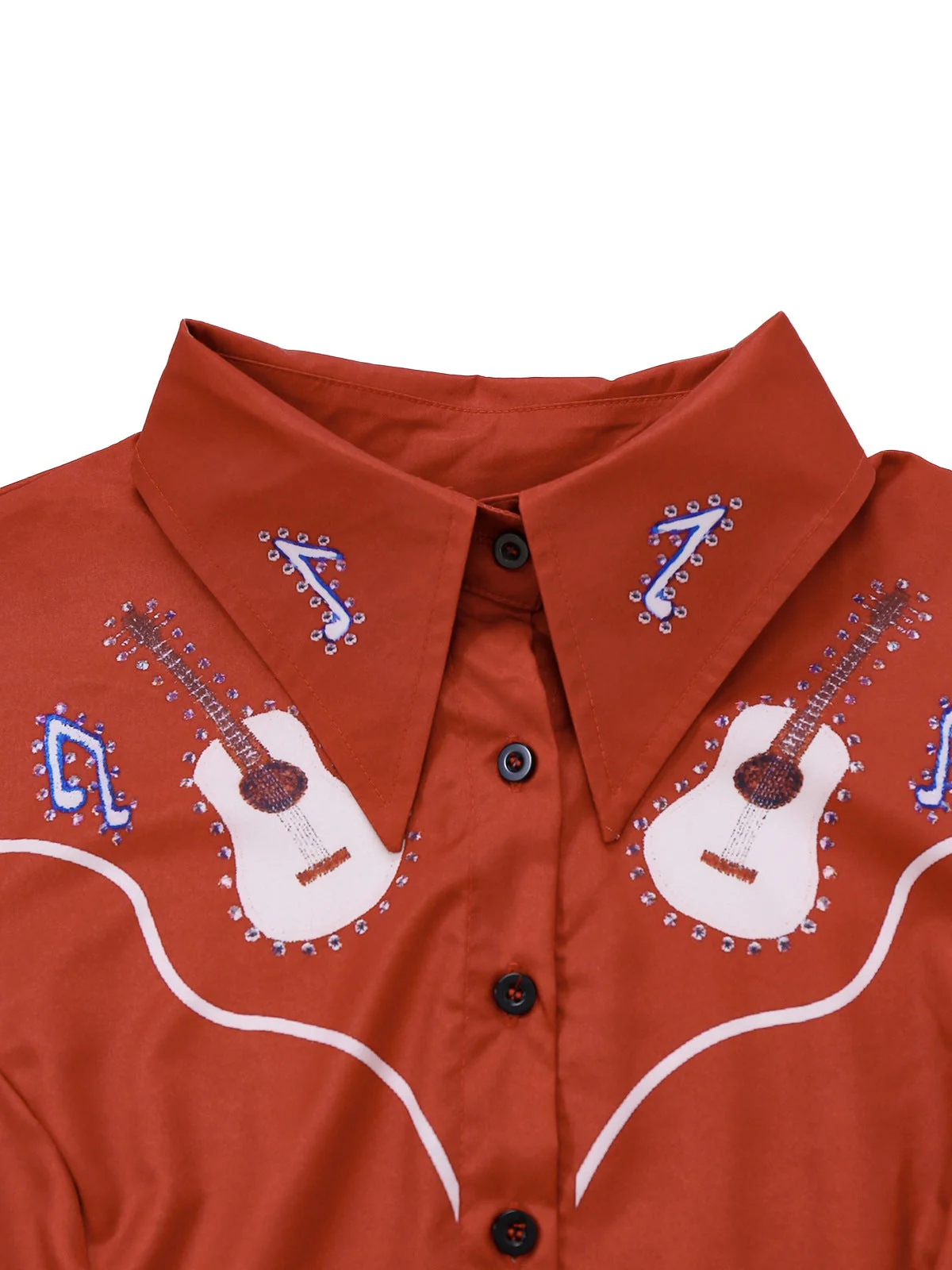 Rot 1950er Gitarre & Hinweise Revers Kleid - Image 3