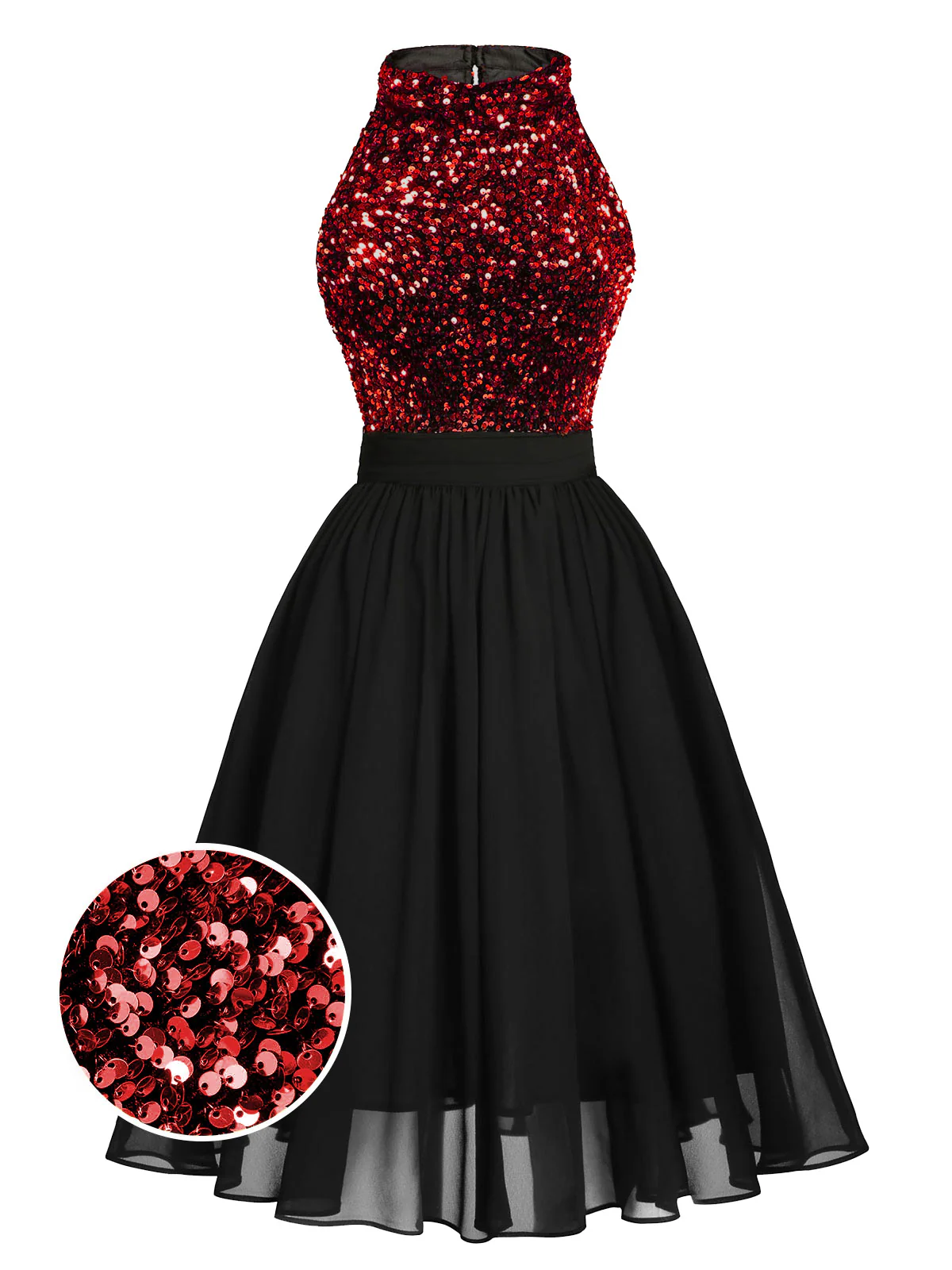 SCHWARZES 1950ER GOLD GLITZER PATCHWORK KLEID - Image 10