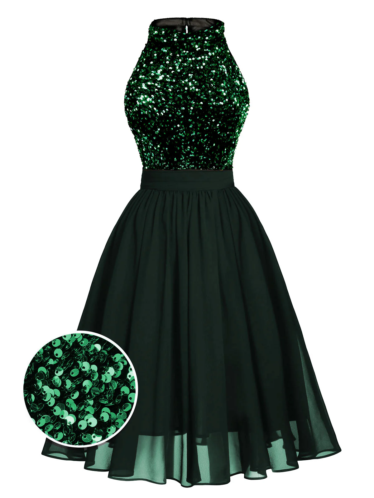 SCHWARZES 1950ER GOLD GLITZER PATCHWORK KLEID - Image 14