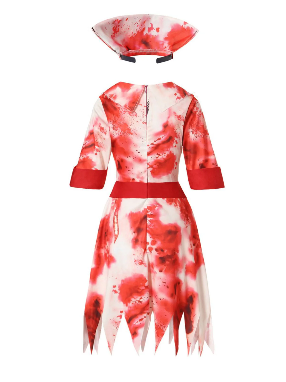 Rot 1950er Halloween Zombie Krankenschwester Blut Flecken Kleid - Image 3