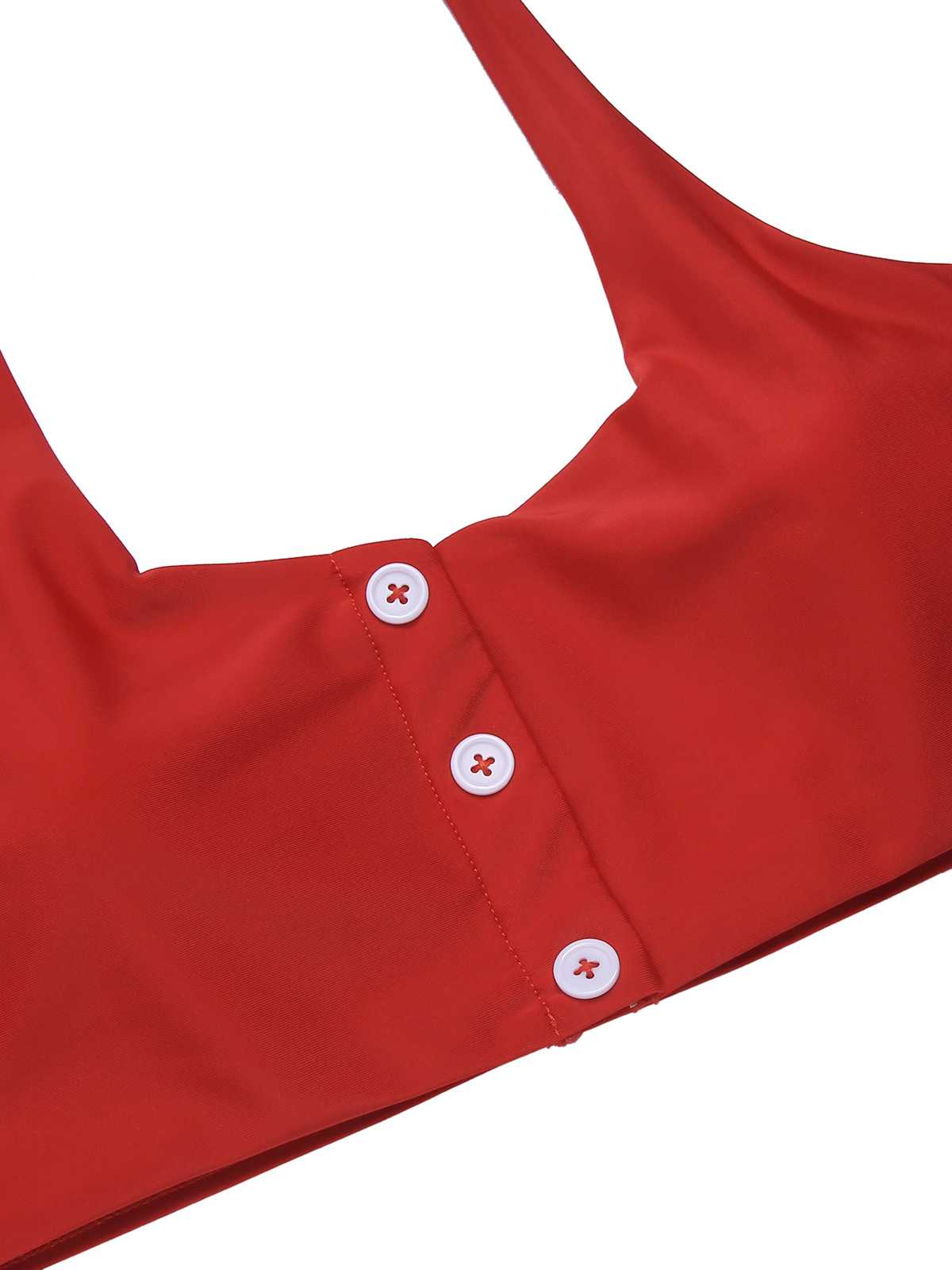 Rot 1950er Halter Plaids Badeanzug - Image 5