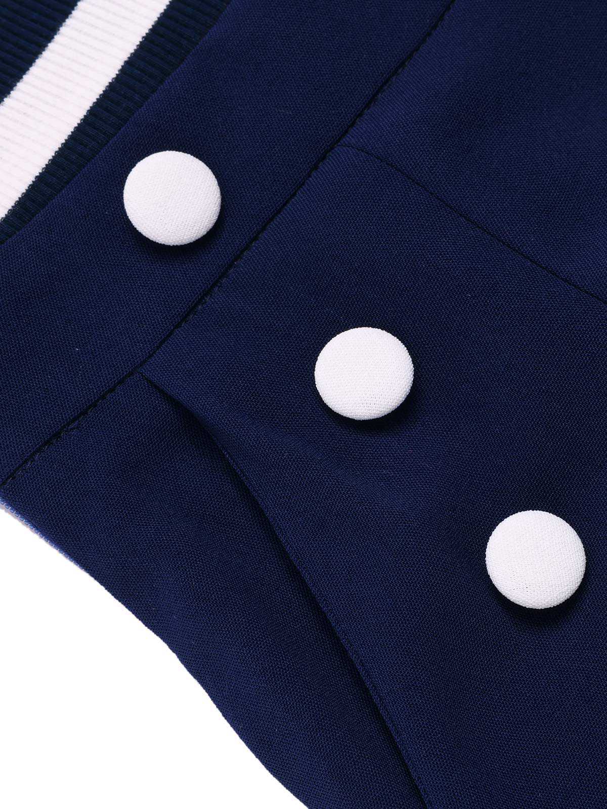 Blau 1950er Hohl Bogen Streifen Patchwork Jumpsuit - Image 9