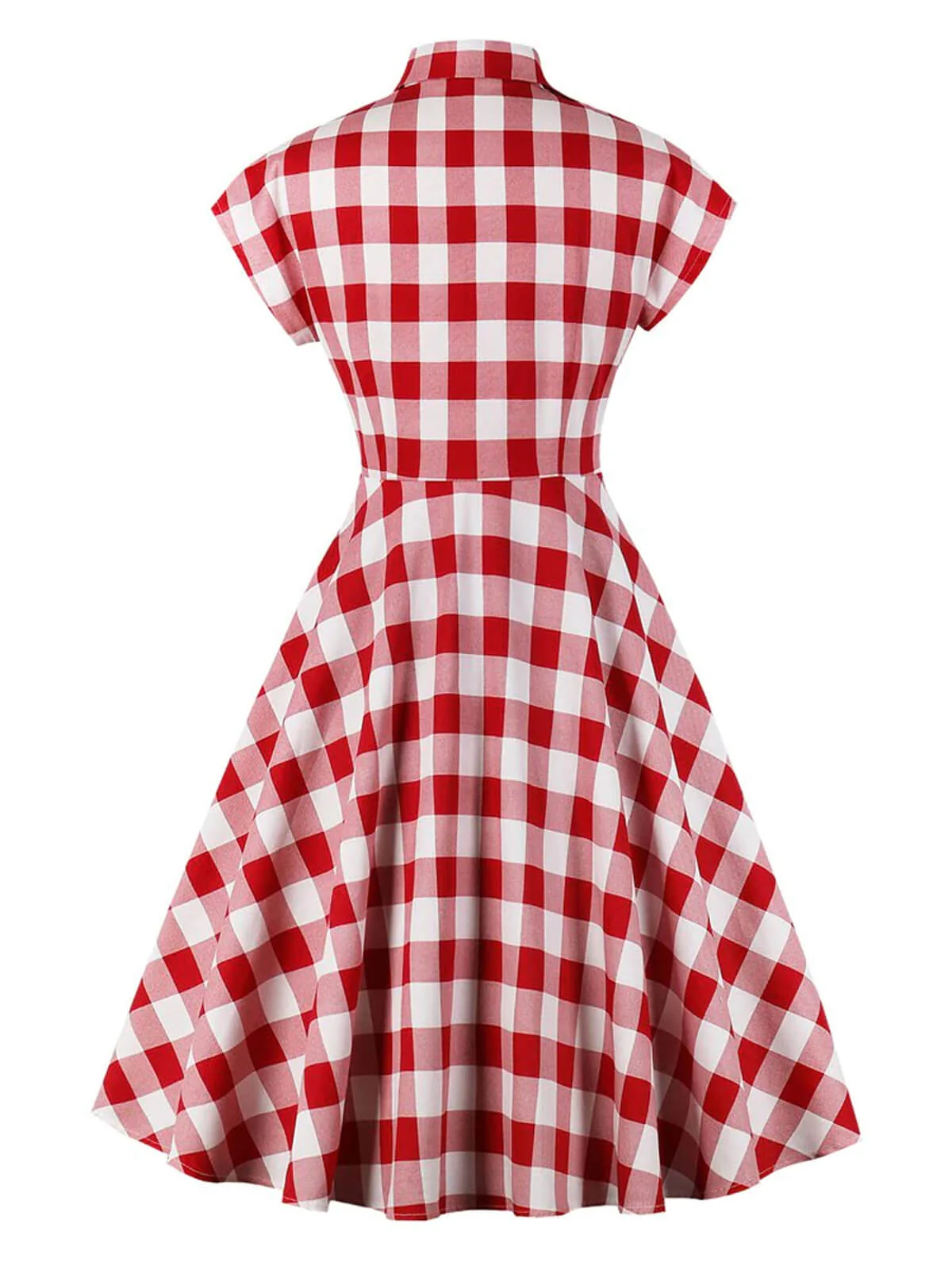 ROT 1950ER KARIERTES TASCHEN SWING KLEID - Image 2