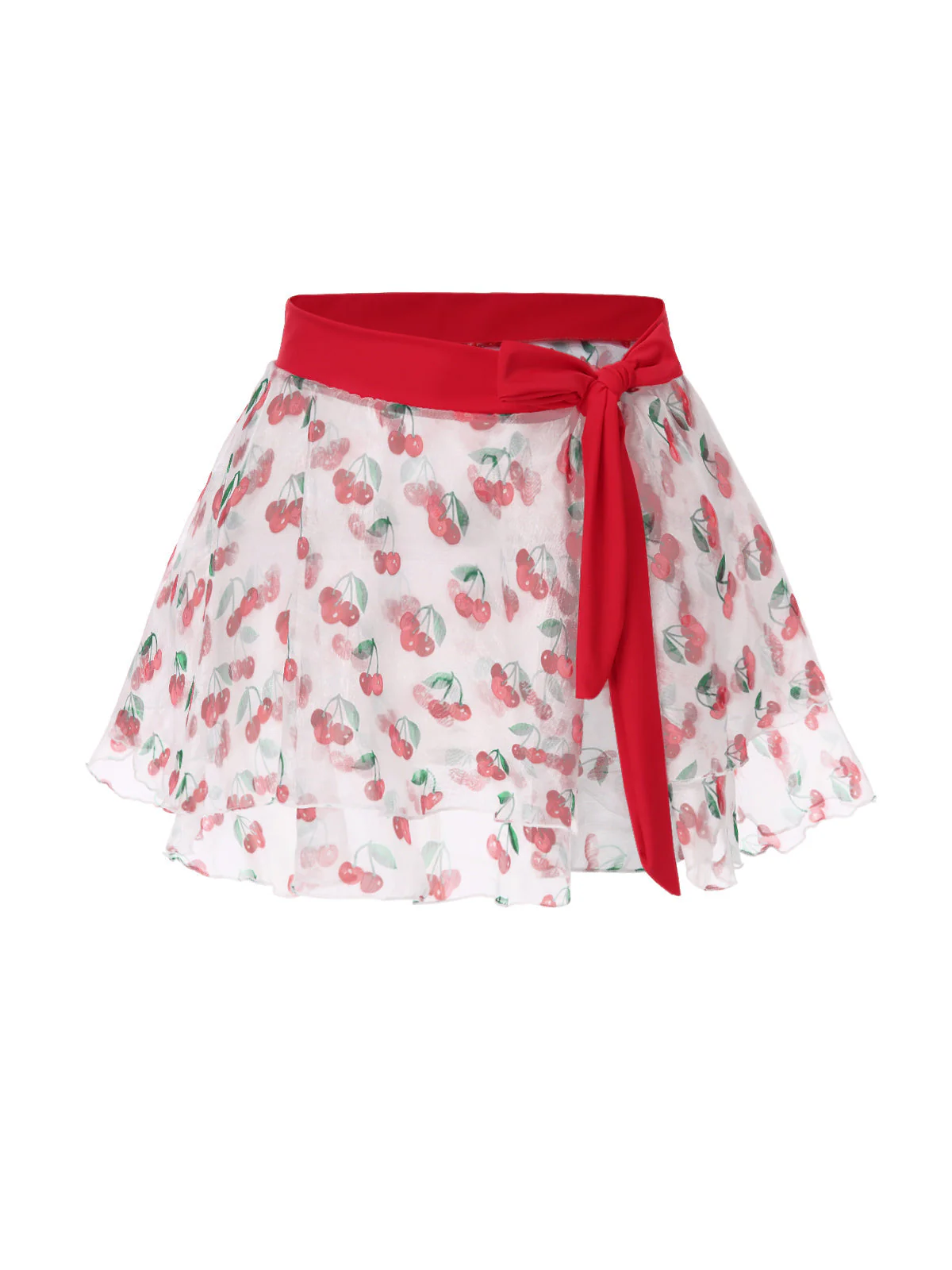 Rot 1950er Kirsche Taille-Binden Cover Up - Image 2
