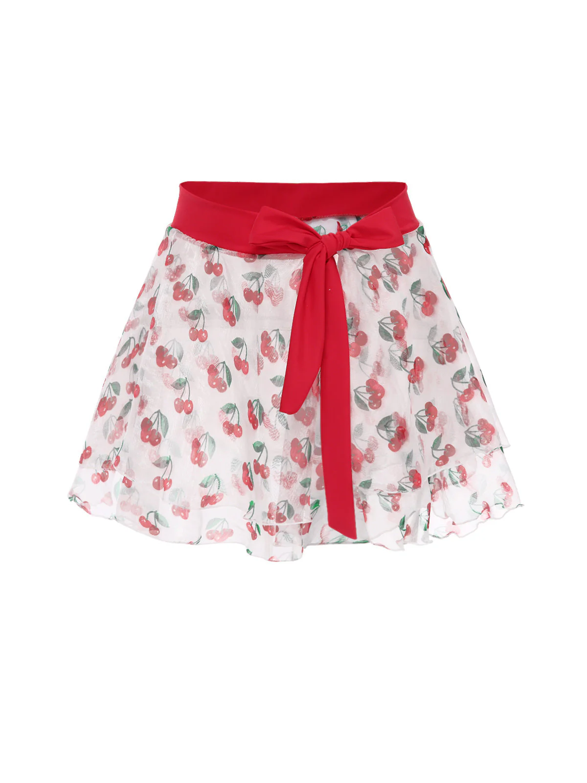 Rot 1950er Kirsche Taille-Binden Cover Up - Image 3