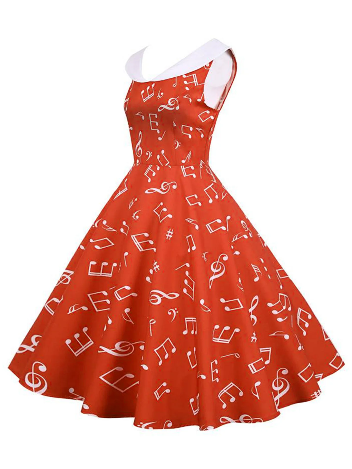 Rot 1950er Musiknoten Swing Kleid - Image 2