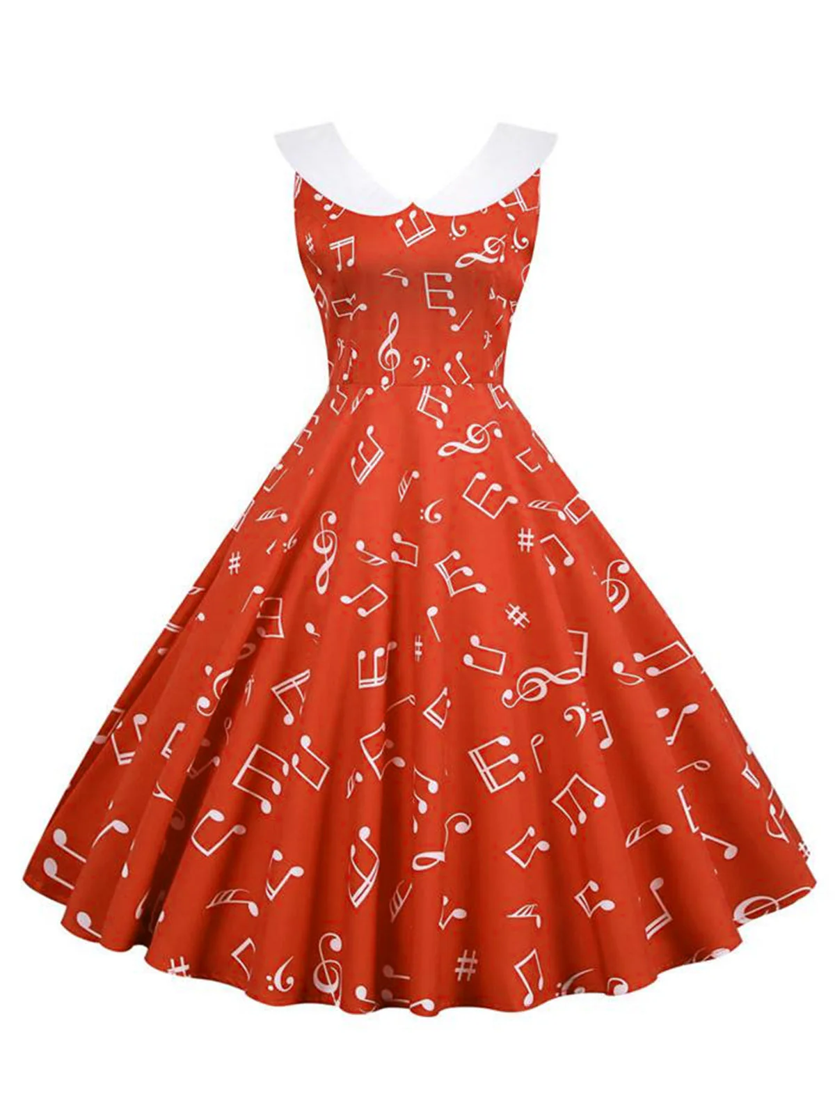 Rot 1950er Musiknoten Swing Kleid - Image 3