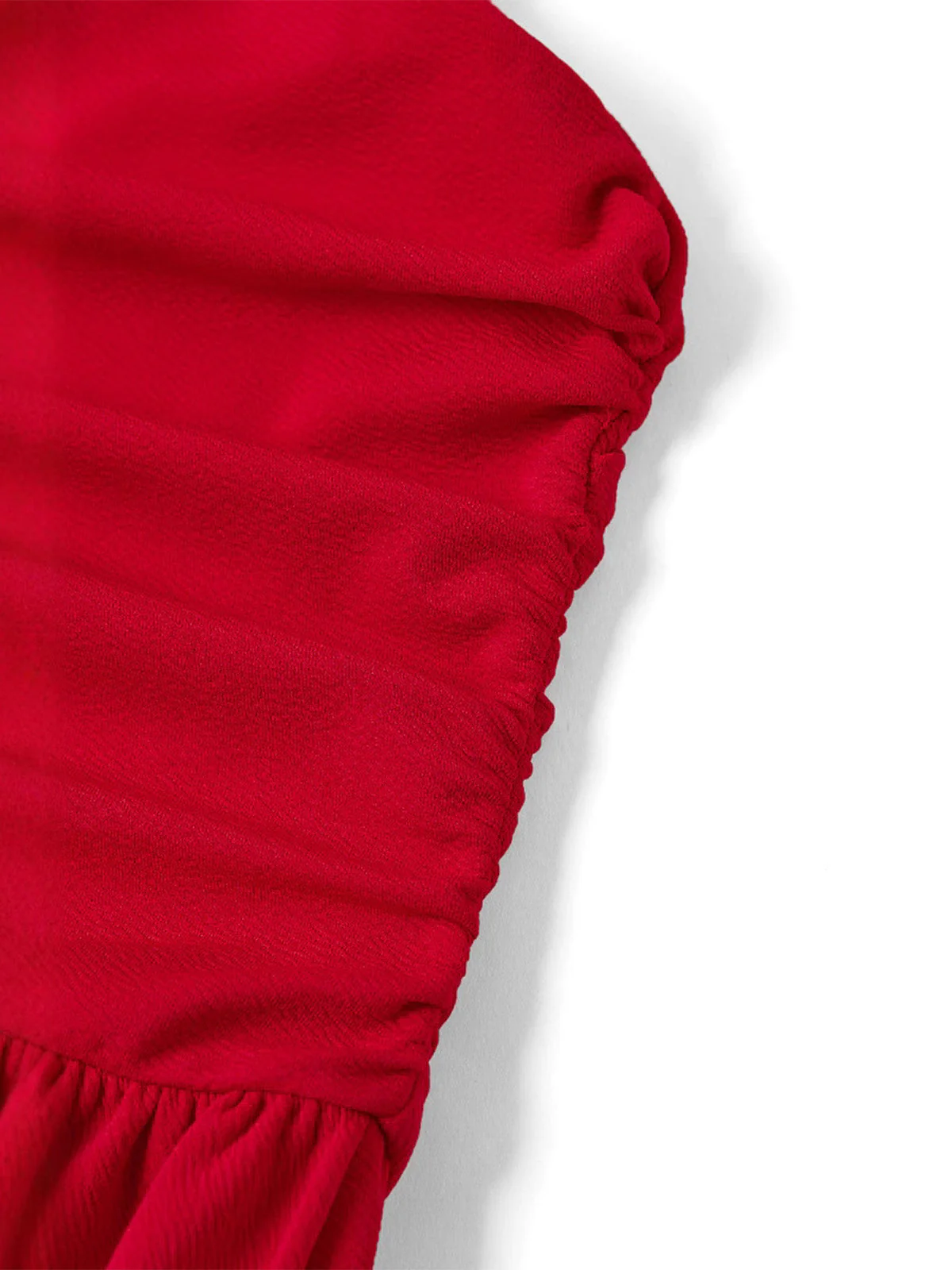 Rot 1950er Netz Bogen Träger Gerafft Kleid - Image 5