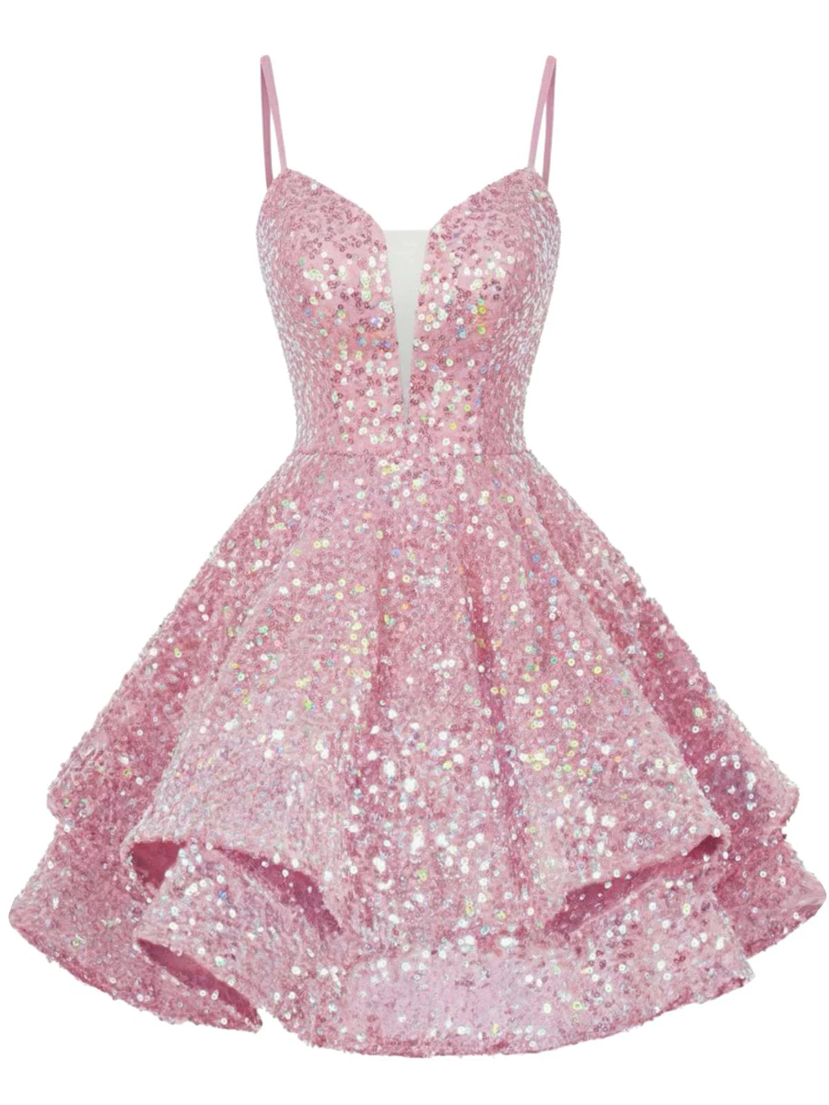 Rot 1950er Pailletten Tief-V Schnür Mini Party Kleid - Image 5