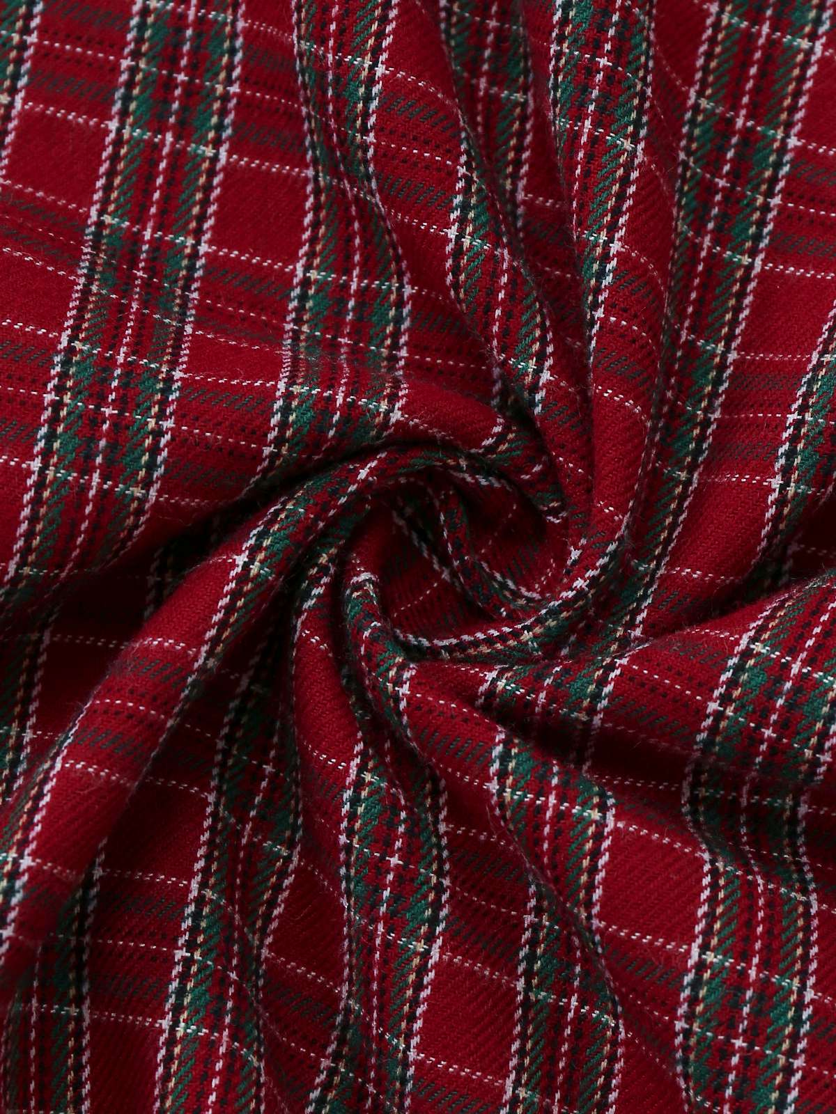Rot 1950er Plaid Gerüschtes Herzförmiger Hals Bogen Kleid - Image 8