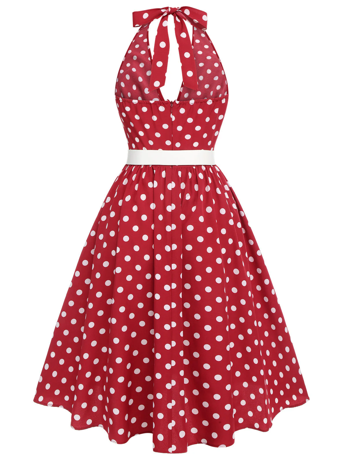 Rot 1950er Polka Dot Halter Kleid Mit Accessoires Set - Image 7