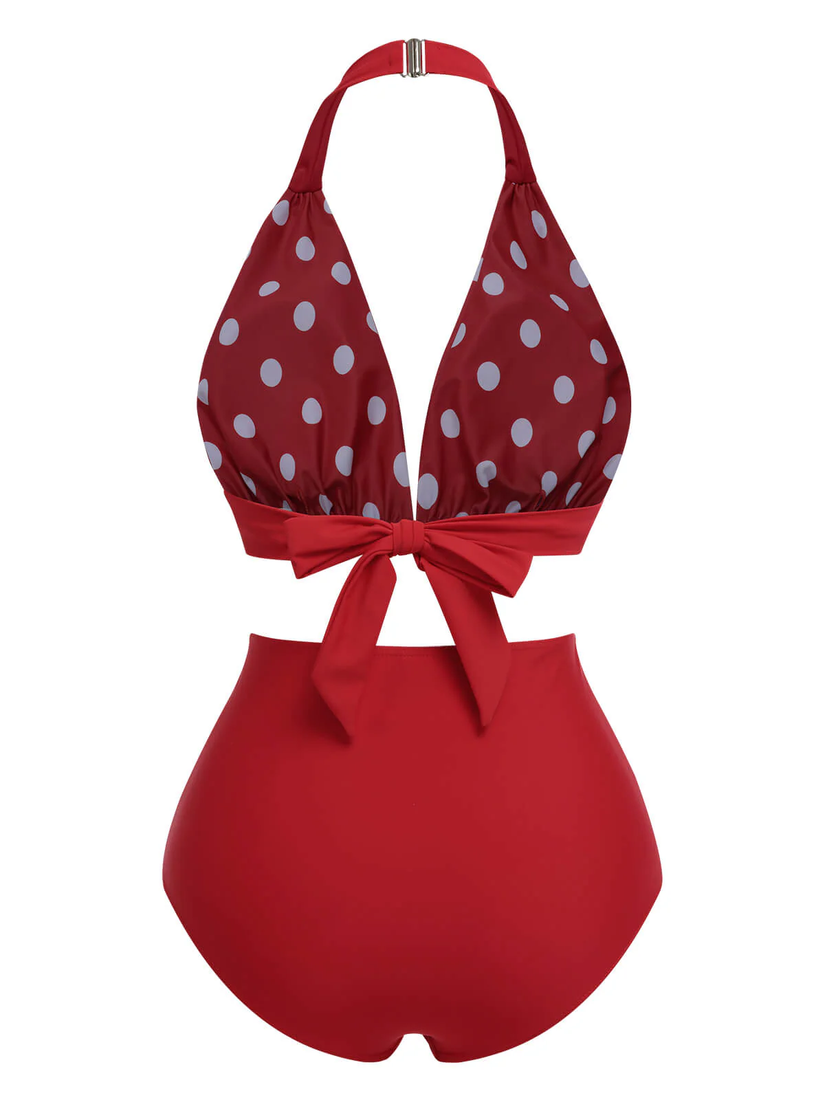 Rot 1950er Polka Dot Halter Separater Badeanzug - Image 4