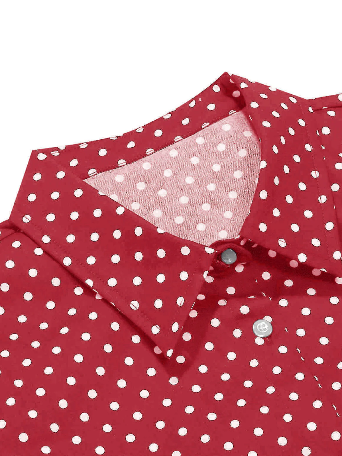 Rot 1950er Polka Dot Vorne gebunden Kurz Bluse - Image 3