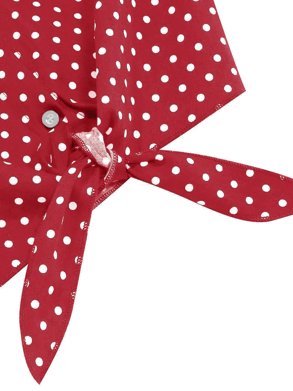 Rot 1950er Polka Dot Vorne gebunden Kurz Bluse - Image 5