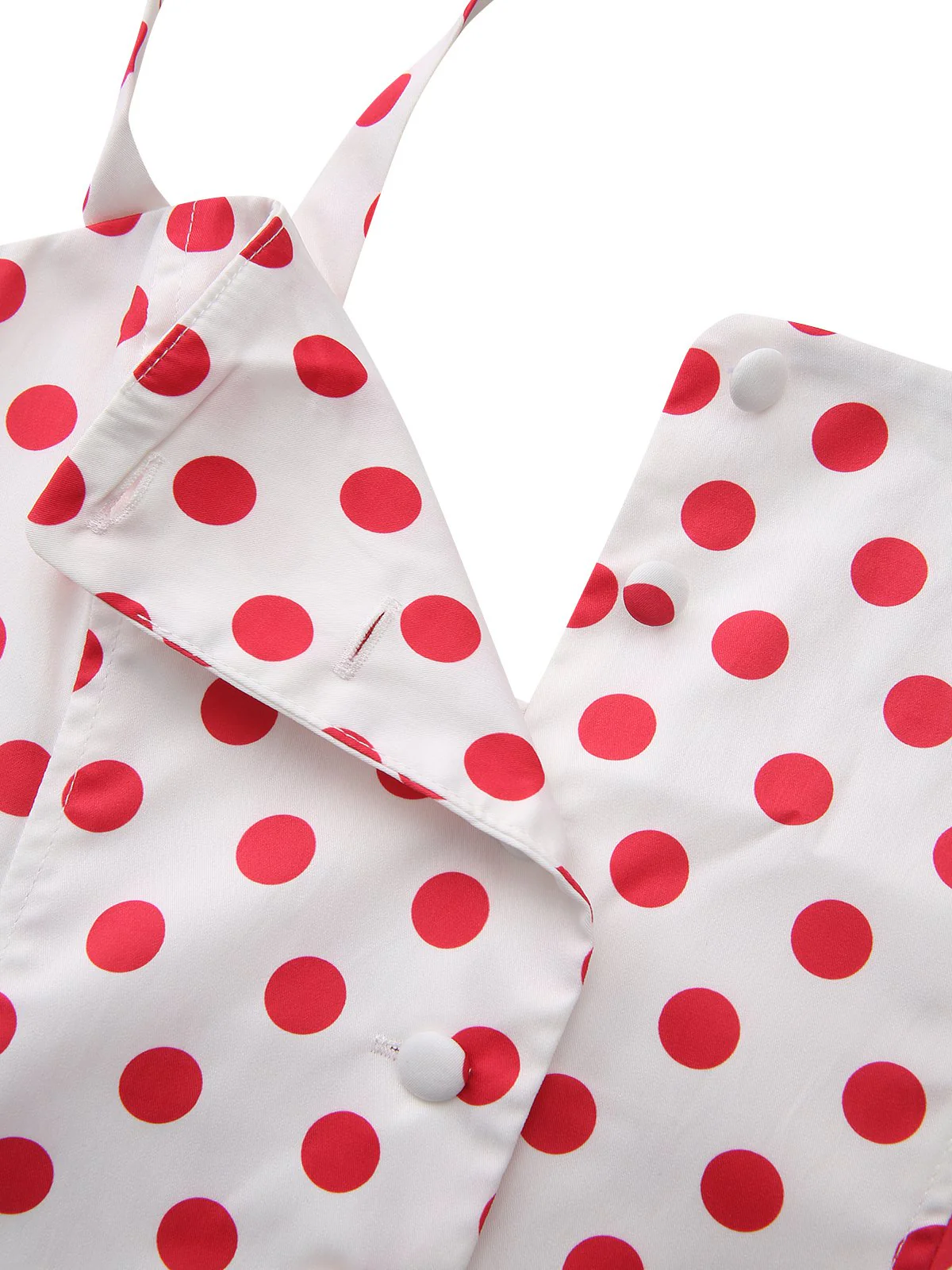 Rot 1950er Polka Punkte Quadratischer Hals Breit Träger Kleid - Image 4