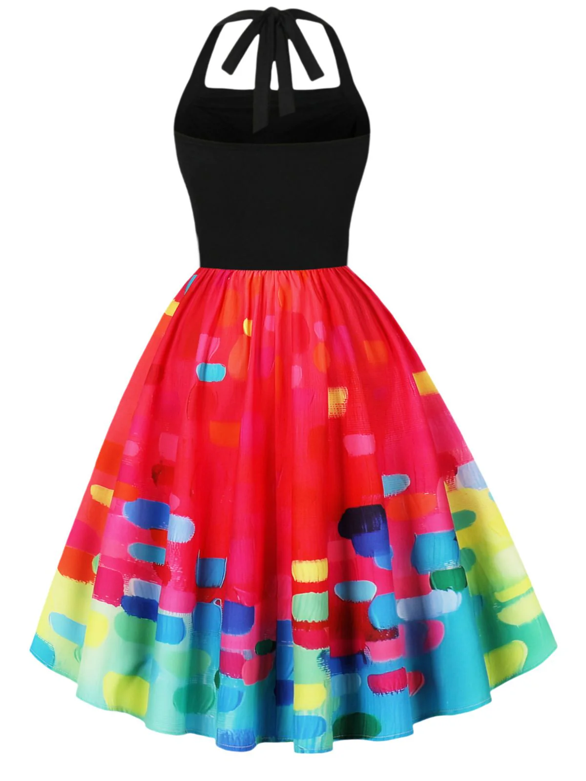 Rot 1950er Psychedelisch Malerei Drucken Halter Kleid - Image 2
