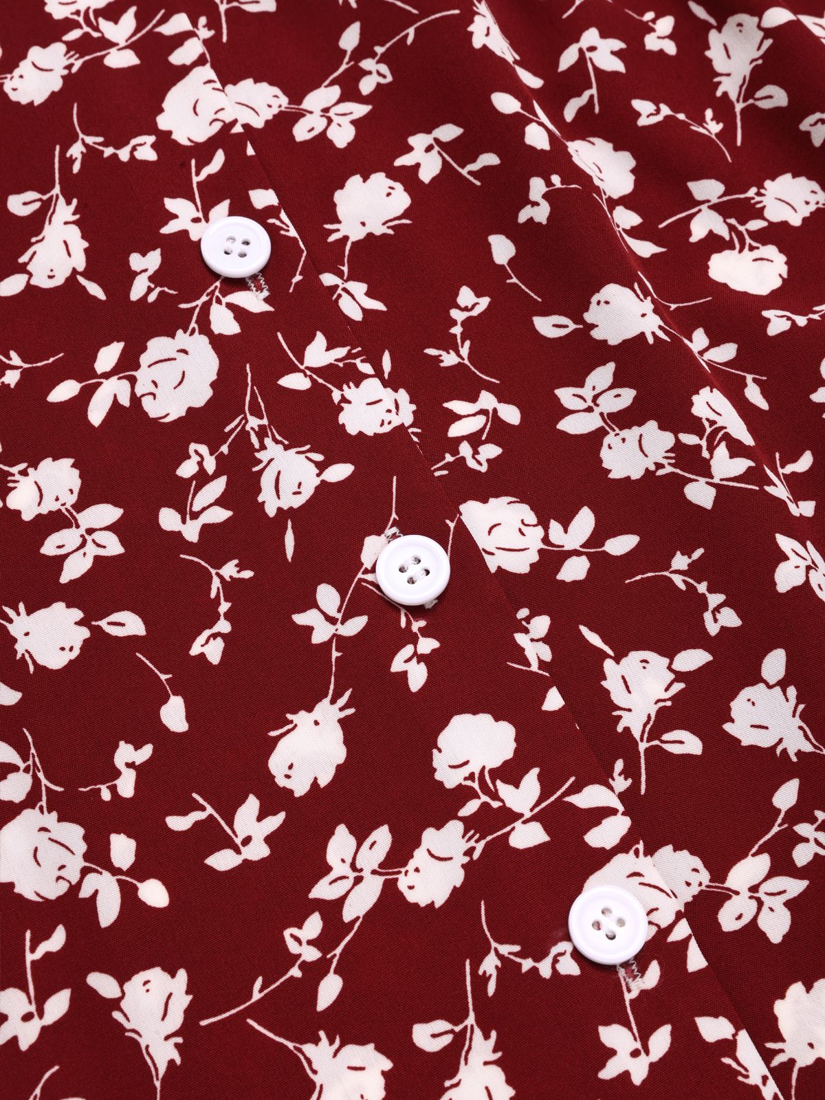Rot 1950er Revers Knöpfen Blümchen Kleid - Image 6