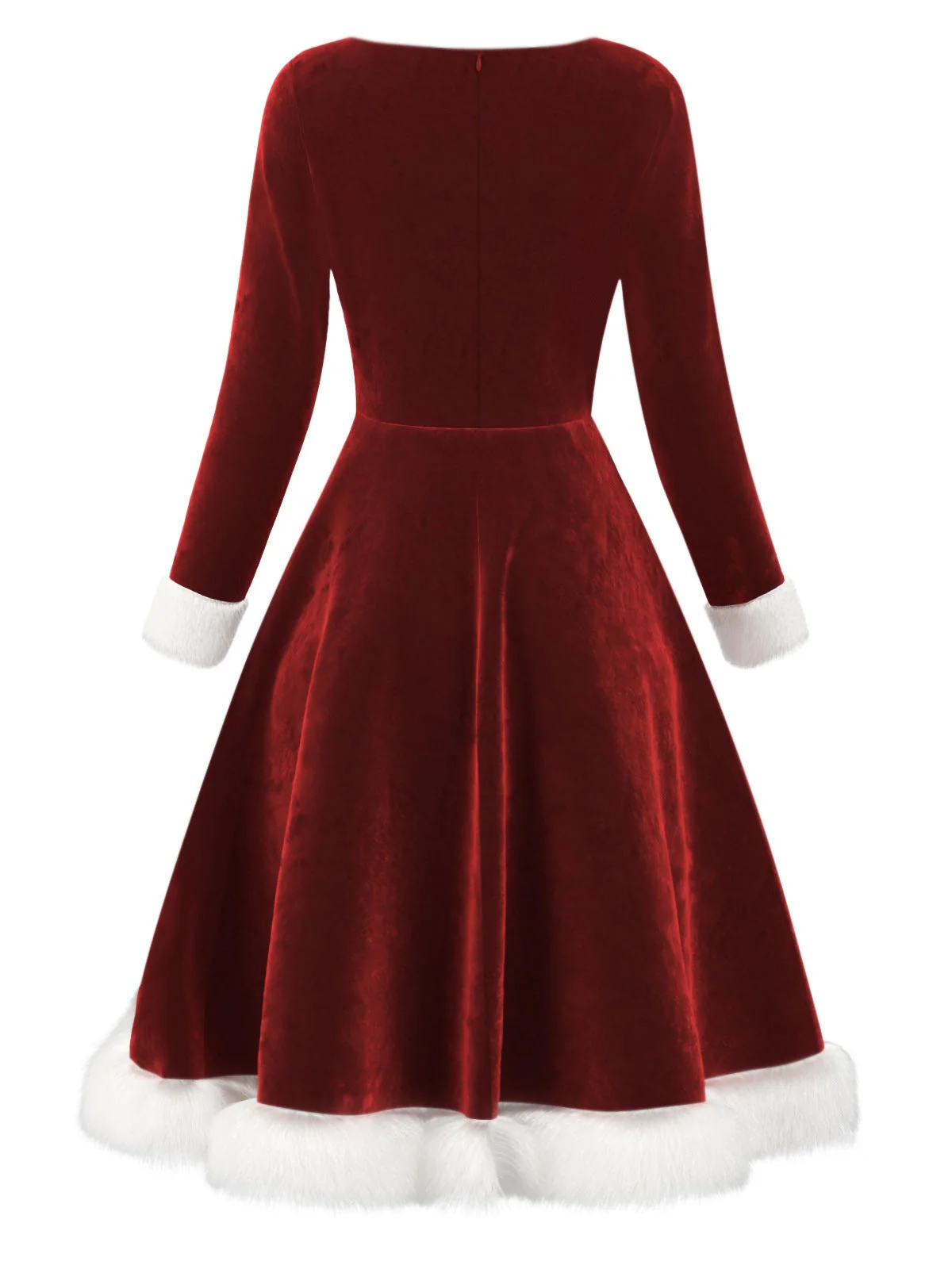 Rot 1950er Samt Plüsch & Plaid Patchwork Kleid - Image 2