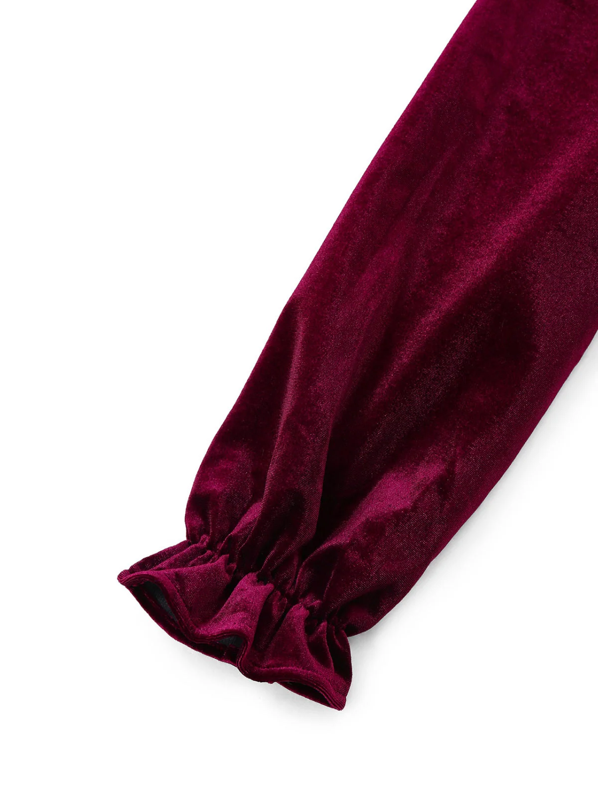 Rot 1950er Samt Rüschenkragen Laternenärmel Kleid - Image 5