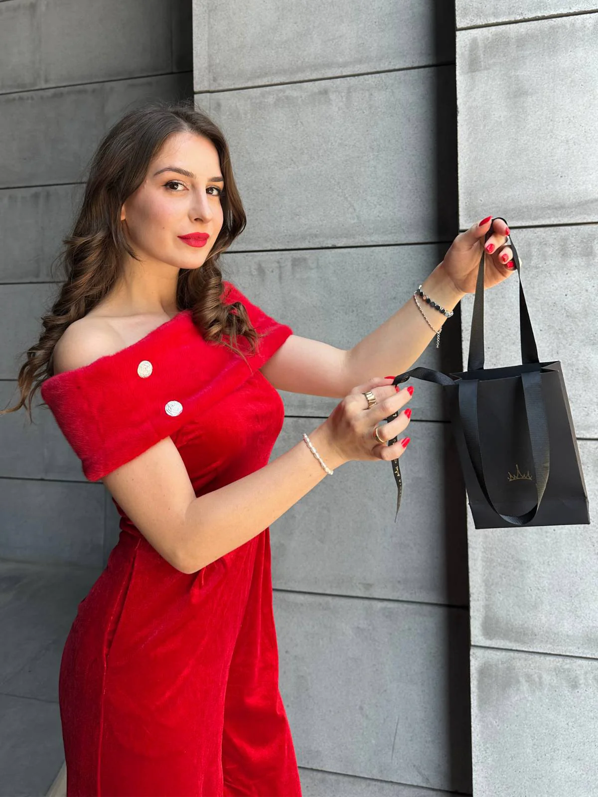 Rot 1950er Samt Schulterfrei Taste Jumpsuit - Image 4
