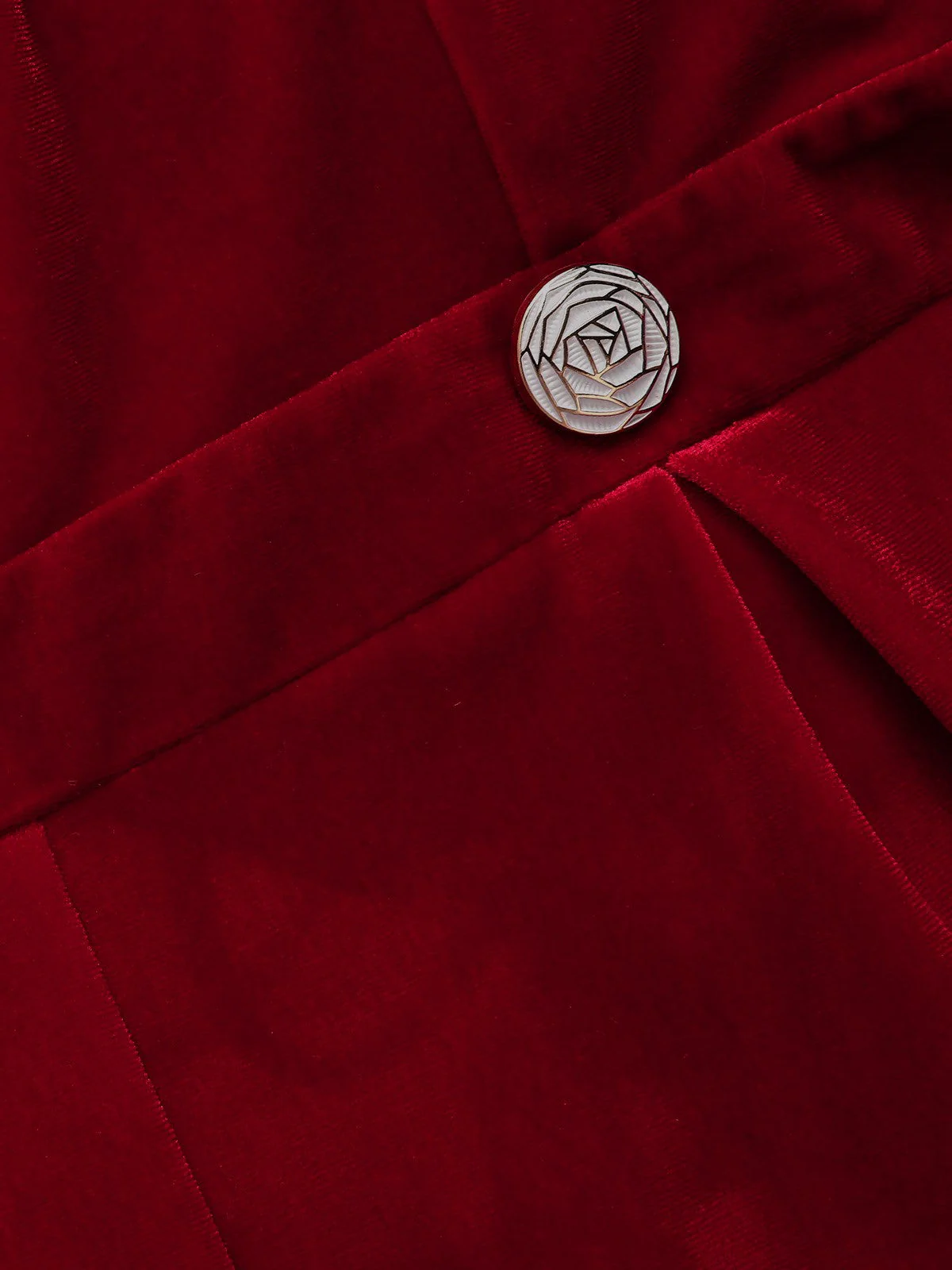 Rot 1950er Samt Schulterfrei Taste Jumpsuit - Image 7